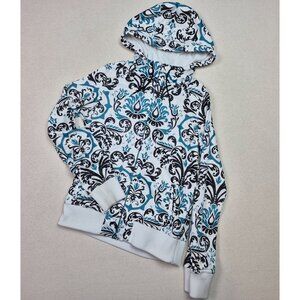 Empyre Hoodie MCM Pattern Women's Snow Fleece White/Blue/Black Sz M Pullover